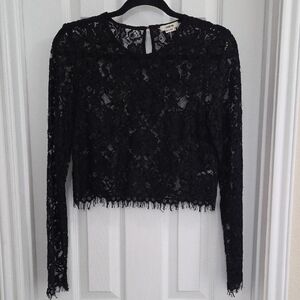 Jason Wu Elegant Black Lace Cropped Blouse